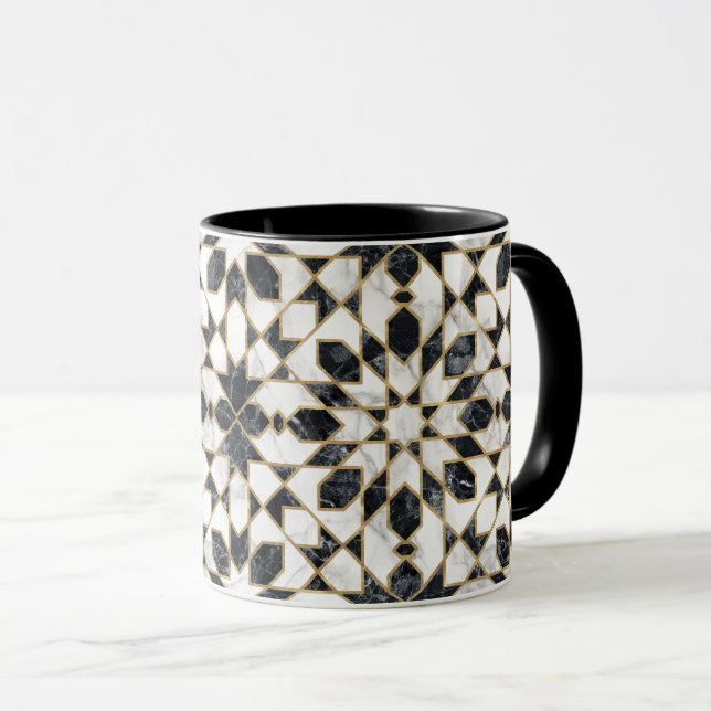 Caneca Mosaico marmorense preto e branco (Frente Esquerda)