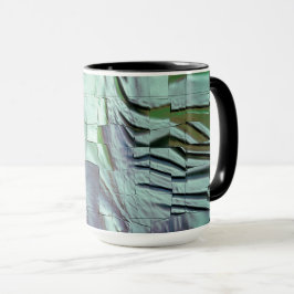 Caneca Mosaico verde acinzentado com esculpido macio e ce