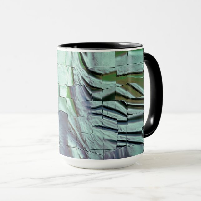 Caneca Mosaico verde acinzentado com esculpido macio e ce (Frente Esquerda)