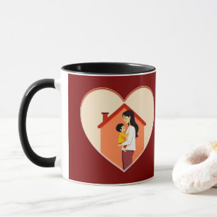 Caneca Mother and Child Love Illustration – Warm Family