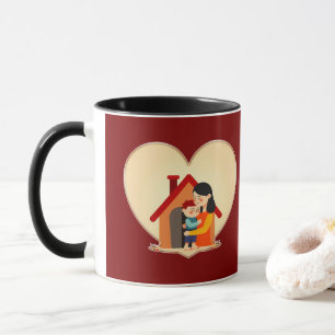 Caneca Mother and Child Love Illustration – Warm Family