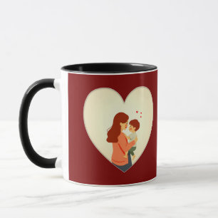 Caneca Mother and Child Love Illustration – Warm Family