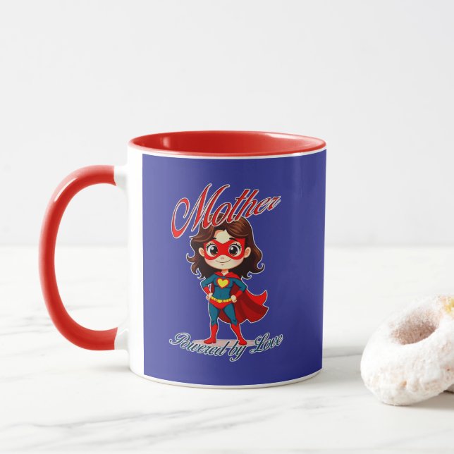Caneca Mother Powered by Love – Supermom Art (Com Donut)