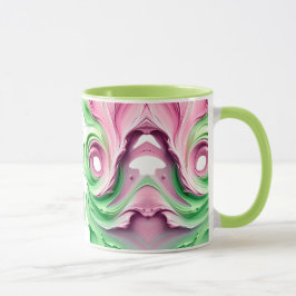 Caneca Motif Abstrait Symétrique aux Couleurs Pastel Vert