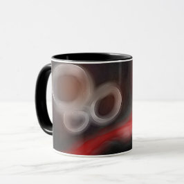 Caneca Motif Arterial: Abstrato preto, branco e vermelho