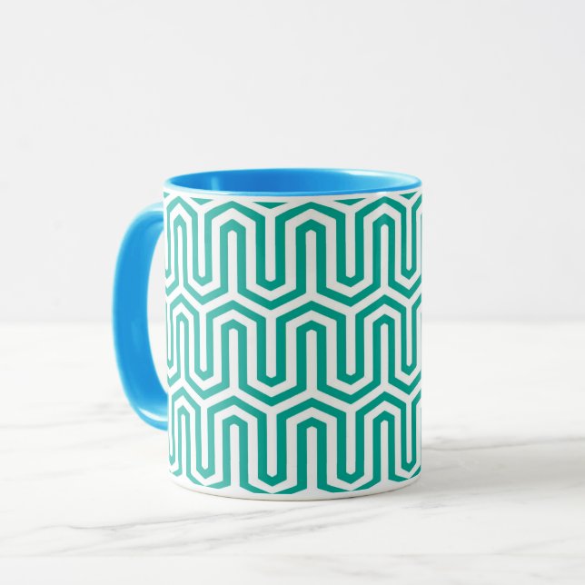 Caneca Motif deco egípcio - azul-turquesa e branco (Frente Esquerda)