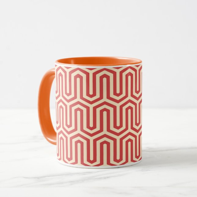 Caneca Motif deco egípcio - laranja coral (Frente Esquerda)