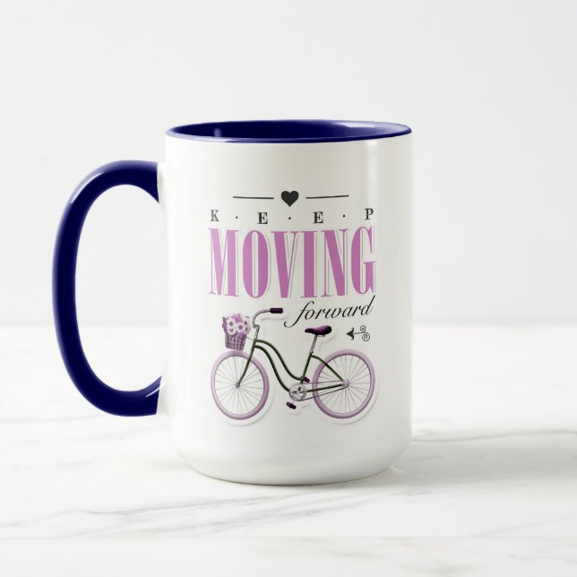Caneca Motivação Cuta Continua a Avançar com Bicicleta (Esquerda)