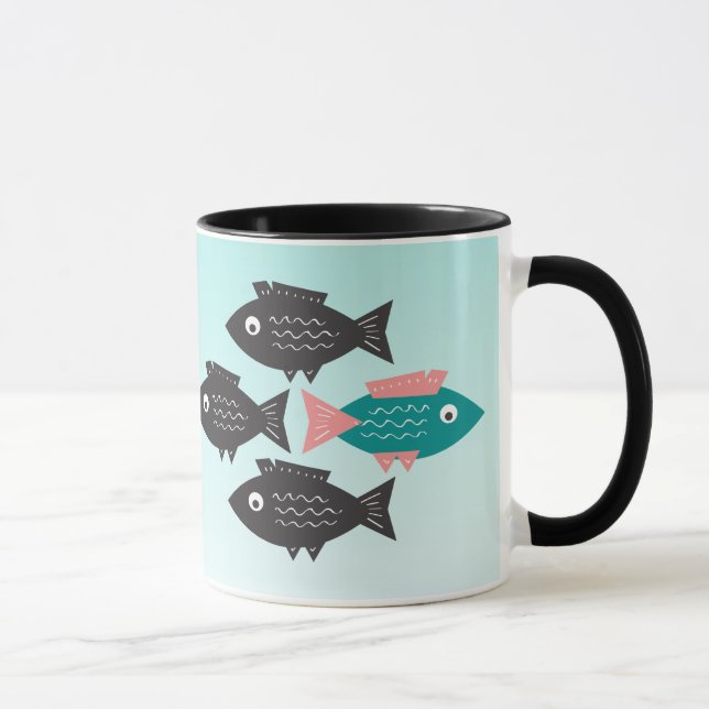 Caneca Motivação De Peixes De Reflexão Livre (Direita)