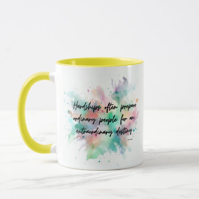 Caneca motivacional com uma citação de C.S. Lewis (Esquerda)