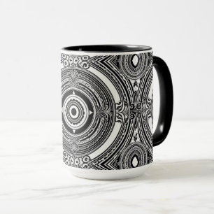 Caneca Motivo de Medalhão Preto e Branco