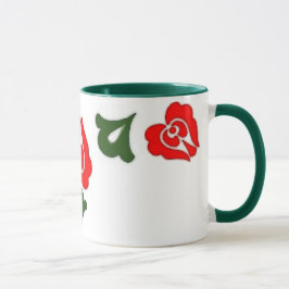 Caneca Motivos florais húngaros - tulipas vermelhas