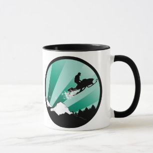 Caneca moto de neve. pthalo. círculo.