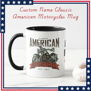 Caneca Motociclos americanos clássicos de nome personaliz