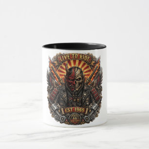 Caneca Motoqueiro Samurai Oni, Viva para Pedalar Est 1969