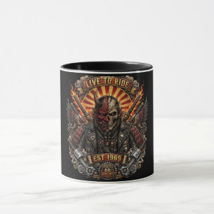 Caneca Motoqueiro Samurai Oni, Viva para Pedalar Est 1969
