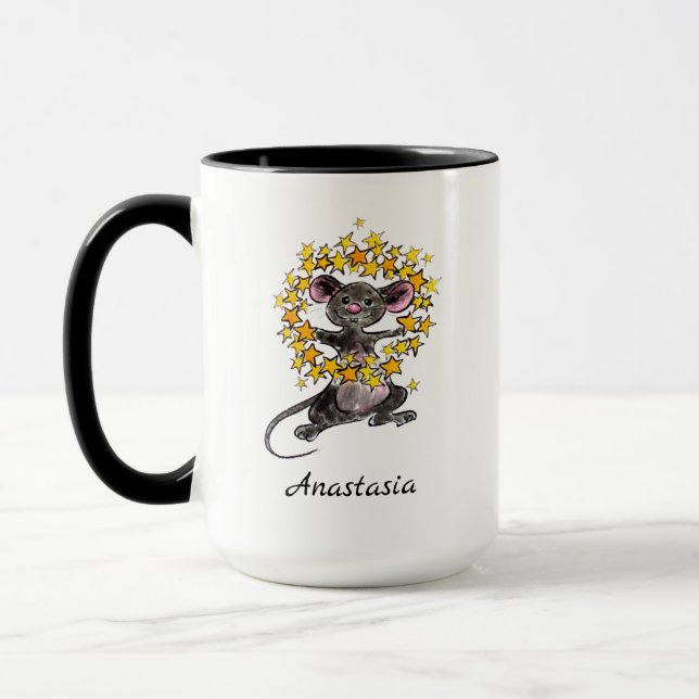 Caneca Mouse Personalizado das Estrelas de Natal (Esquerda)