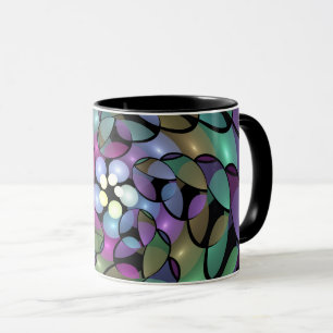 Caneca Movimentos Coloridos Abstrato Trippy Fractal Art