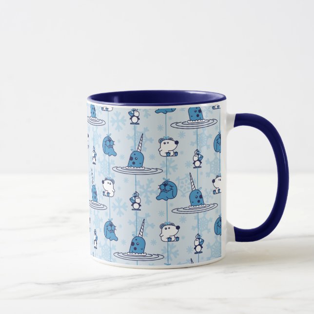 Caneca Mr. Narwhal Blue Snowflake Pattern (Direita)