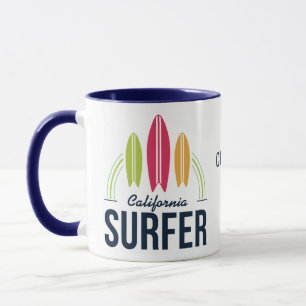 Caneca Mudanças de Surfer de Nome e Local Personalizados