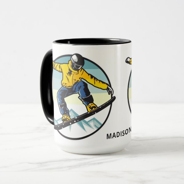 Caneca Mudanças SNOWBOARDER de nome personalizado (Frente Esquerda)