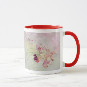 Caneca Mug, 18oz em um Design de Orquídea Grunge