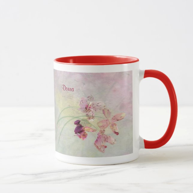 Caneca Mug, 18oz em um Design de Orquídea Grunge (Direita)
