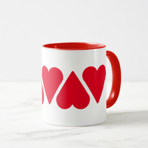 Caneca Mug - 5 Corações Vermelhos
