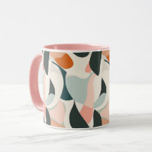 Mug Abstrato do século do Médio moderno - Rosa, Pê