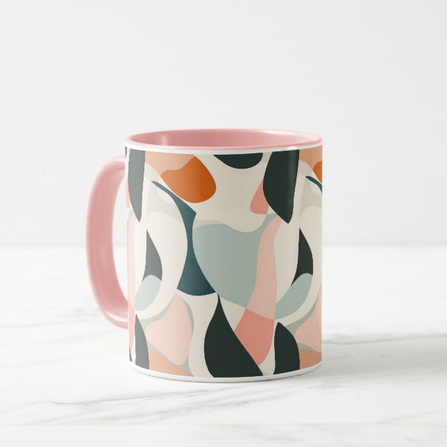 Caneca Mug Abstrato do século do Médio moderno - Rosa, Pê (Frente Esquerda)