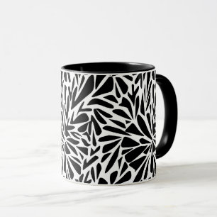 Caneca Mug Abstrato moderno monocromático floral monocrom