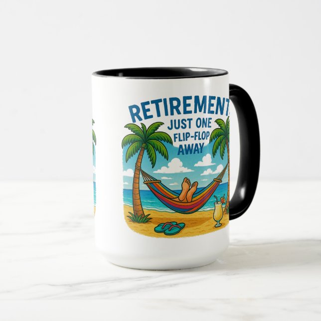 Caneca ☕ Mug: "Aposentadoria: apenas um Sacudir de salto" (Frente Esquerda)