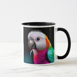 Caneca Mug avec perroquet aux belles couleurs satinées.