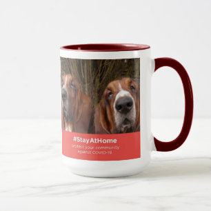 Caneca Mug Basset Hounds Fica Em Casa