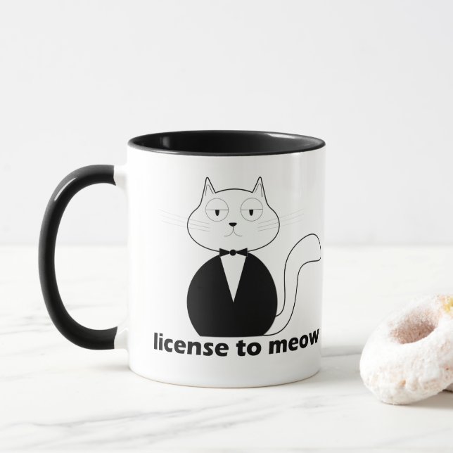 Caneca Mug - Cat. License to Meow (Com Donut)