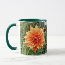 Caneca Mug com 2 fotos de dahlias laranja