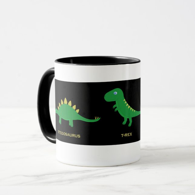 Caneca Mug com dinossauros cartoon (Frente Esquerda)