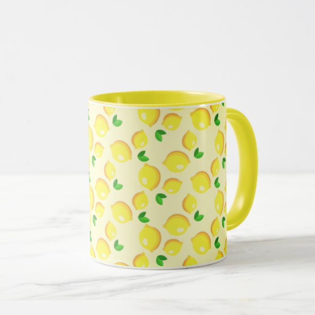 Caneca Mug com limões amarelos (Frente Esquerda)