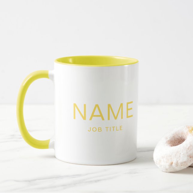 Caneca Mug Combo Amarelo Sólido Personalizado com Seu Nom (Com Donut)