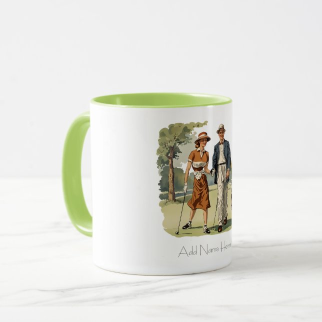 Caneca Mug Combo de Golfer Vintage Personalizado (Frente Esquerda)