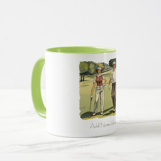 Caneca Mug Combo de Golfer Vintage Personalizado (Frente Esquerda)