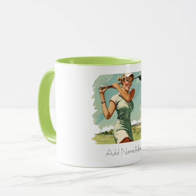 Caneca Mug Combo de Golfer Vintage Personalizado (Frente Esquerda)