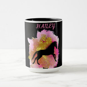 CANECA MUG COMBO PERSONALIZADO DE CAVALO PRETO ESPUMANTE