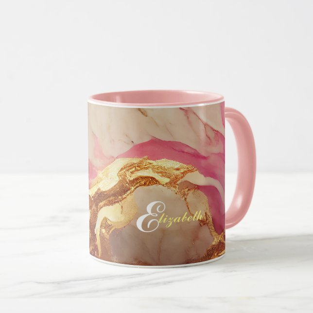 Caneca Mug Combo Personalizado: Púrpura, & Dourado Acento (Frente Esquerda)