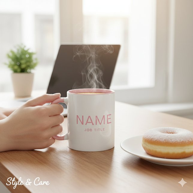Caneca Mug Combo Rosa Personalizado com Seu Nome (Personalized Pink Combo Mug with Your Name)