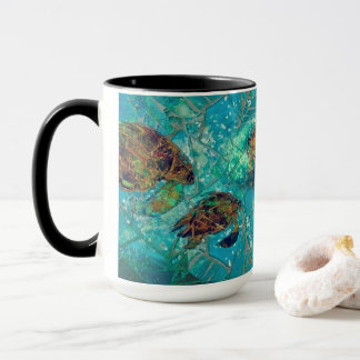 Caneca Mug das Tartarugas, com realce mosaico, Indigenosi