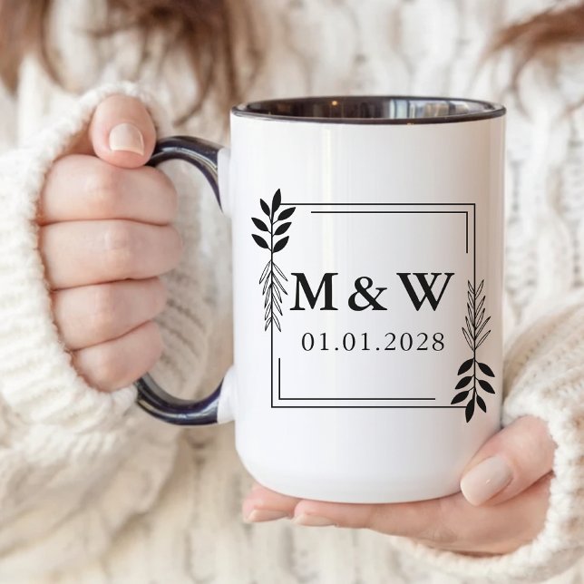Caneca Mug de Aniversário Personalizado - Presente de Cas (bridal shower favor, minimalist bride mug, hubby coffee mug, wife coffee mug, newlyweds coffee mug,)