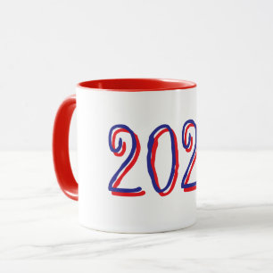 Caneca Mug de ano personalizado com vermelho e azul desen
