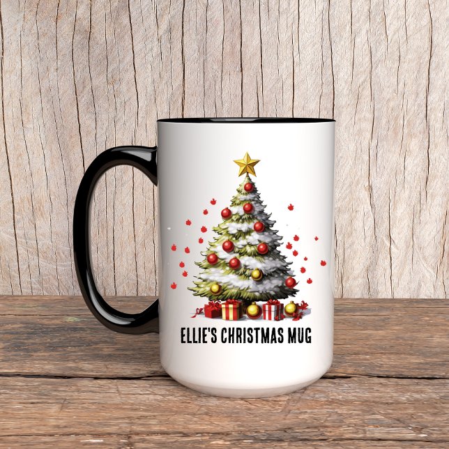 Caneca Mug de árvore de Natal personalizado para mulheres (Christmas tree mug, custom name mug, custom Christmas mug, holiday mug for her, Christmas gift)