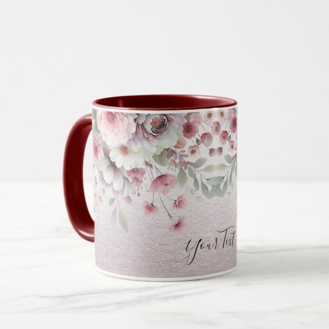 Caneca Mug De Café Branco Rosa Moderno (Frente Esquerda)
